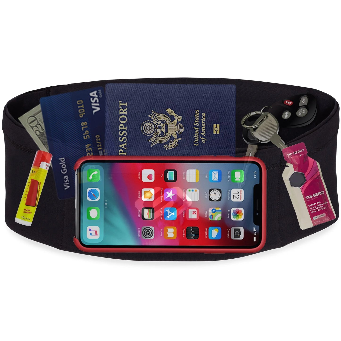 Versaslim Running Belt, Travel Money Belt - Compatible with Iphones and Other Cell Phones
